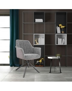 Sedia con Braccioli Tessuto Grigio e Retro Ecopelle Tortora  Aseat Prezzo