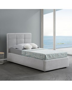 Letto singolo con contenitore Napoli tessuto bianco