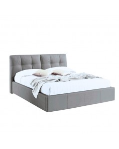 Letto matrimoniale con contenitore Melia tessuto grigio