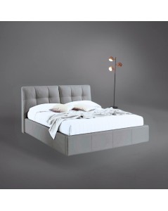 Letto matrimoniale con contenitore Melia tessuto grigio