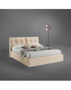 Letto matrimoniale con contenitore Melia ecopelle crema