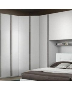 Cabina Armadio Angolare 2 Ante Ettore 112x112x236 Bianco Frassinato