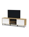 Mobile porta Tv 2 ante e vano a giorno Bollo2 183,4x40x55,5H colore rovere bianco