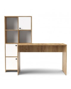 Scrivania con Libreria Halk 156 Colore Rovere Bianco Prezzo