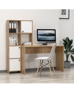 Scrivania con Libreria rovere bianco Halk 156