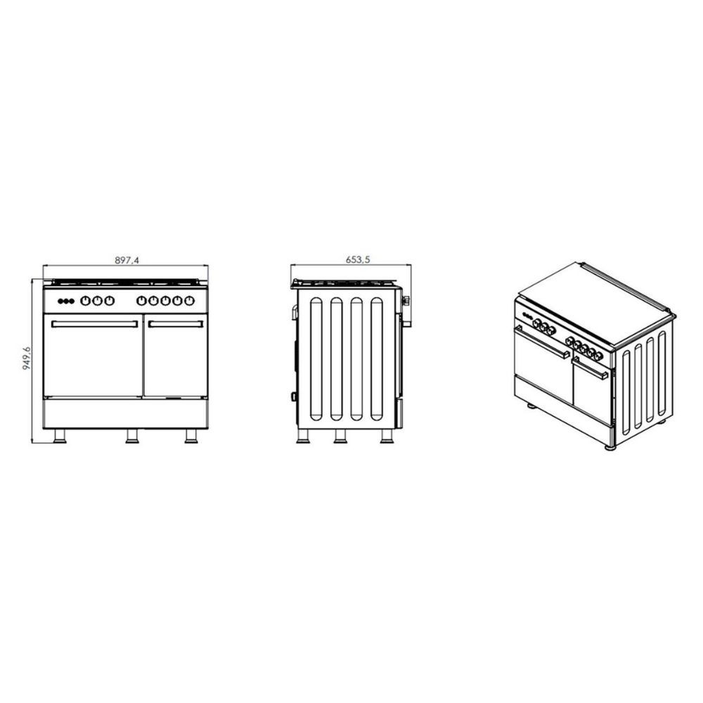 Cucina a gas forno elettrico multifunzione Bertazzoni AMN905MFESXT