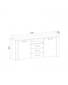 Credenza 2 Ante e 3 Cassetti Follow870 179,6x40x83h Rovere e Antracite