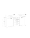 Credenza con 2 ante e 3 cassetti Follow870 179,6x40x83h colore rovere e antracite