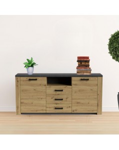 Credenza rovere e antracite con 2 ante e 3 cassetti Follow870 179,6x40x83h