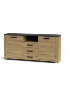 Credenza 2 Ante e 3 Cassetti Follow870 179,6x40x83h Rovere e Antracite