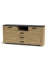 Credenza con 2 ante e 3 cassetti Follow870 179,6x40x83h colore rovere e antracite