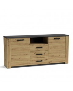 Credenza 2 Ante e 3 Cassetti Follow870 179,6x40x83h Rovere e Antracite