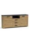 Credenza con 2 ante e 3 cassetti Follow870 179,6x40x83h colore rovere e antracite