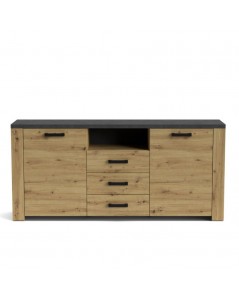 Credenza 2 Ante e 3 Cassetti Follow870 179,6x40x83h Rovere e Antracite