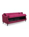 Divano 3 posti funzione letto contenitore Montana in tessuto bordeaux 225x82x92h