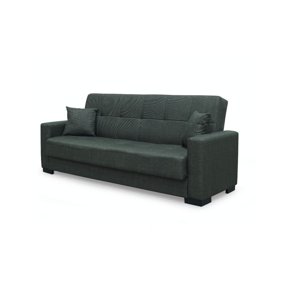 Divano 3 posti funzione letto contenitore NewMalpensa in tessuto verde oliva 225x88x94h