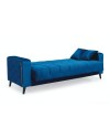 Divano 3 posti braccioli trapuntati con funzione letto e contenitore Columbia vellutino blu 225x84x85h