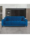 Divano 3 posti braccioli trapuntati con funzione letto e contenitore Columbia vellutino blu 225x84x85h