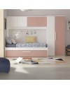 Cameretta a ponte con letto estraibile 6007 colore bianco e rosa antico