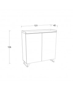 Madia Alta 2 Ante Polan 121x42x126h Colore Ardesia Piombo