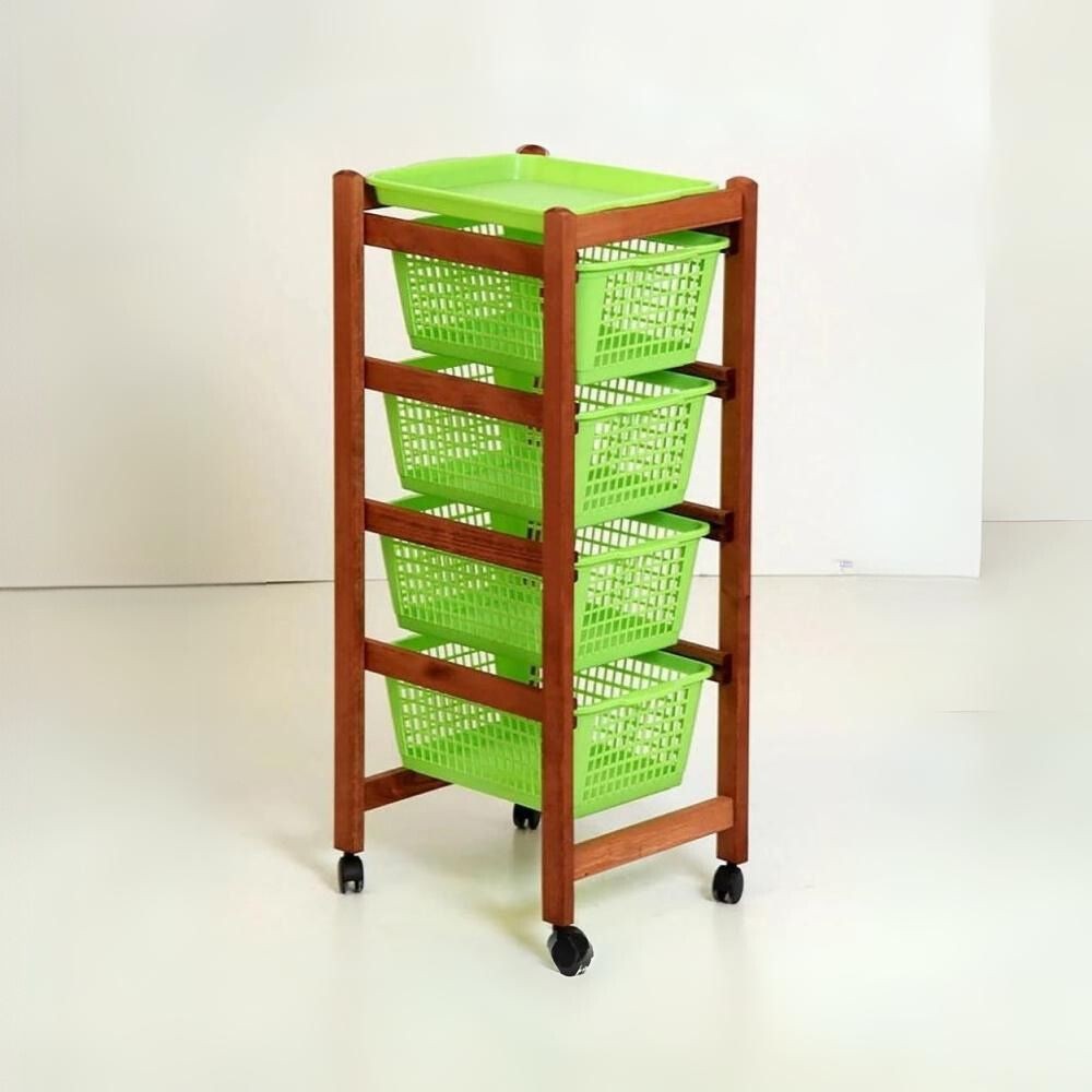 Carrello da cucina 4 cestini estraibili ed un vassoio Jolly Eco ciliegio