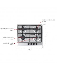 Piano Cottura Gas 4 Fuochi Inox Circe Samet Prezzo