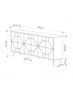 Madia 6 Ante con Disegno Geometrico Dune 184x35x77,4 Colore Bianco