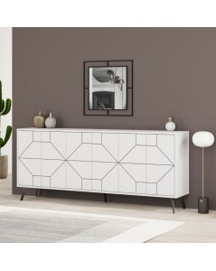 Madia 6 ante bianco con disegno geometrico Dune 184x35x77,4