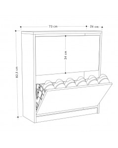 Scarpiera due ante a ribalta SHC520 tortora 73x26x82.5H
