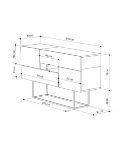 Madia Tortora e Effetto Marmo Lagina 2 Ante e 2 Cassetti 145x40x82h