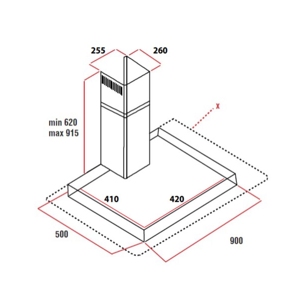 Cappa inox da parete 90 cm MEGA90 Samet