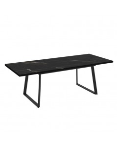 Tavolo allungabile piano effetto marmo nero e gambe in metallo nero Lavinya 170x90x75h