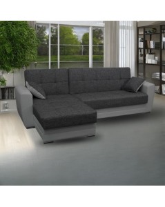 Divano letto Dynamic con penisola e contenitore colore grigio chiaro e grigio scuro