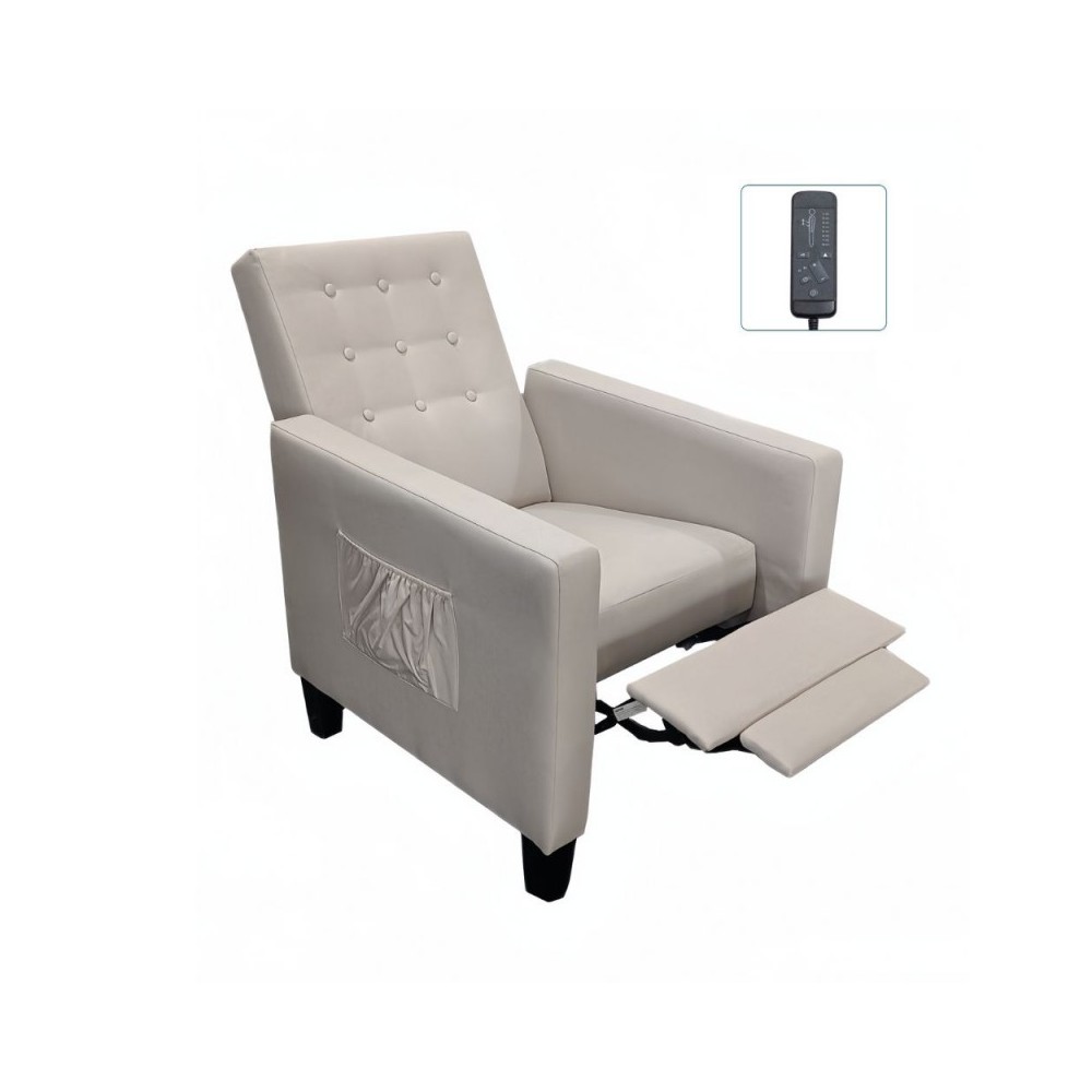 Poltrona recliner con massaggio Malea tessuto beige