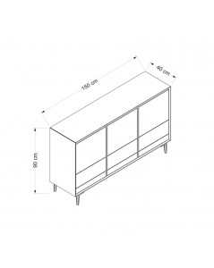 Madia 3 Ante Lerry 150x40x90h Colore Rovere e Antracite Prezzo