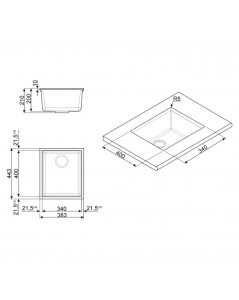 Lavello Incasso Monovasca Sottotop 38x44 Smeg VZUM40AV2 Avena