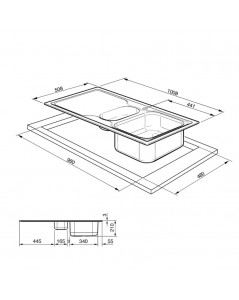 Lavello Incasso 2 Vasche Gocciolatoio Destro 100x50 Smeg LV100D3 Inox