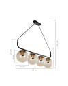 Lampada a sospensione stile minimal 4 punti luce Terena MDL4147 colore nero