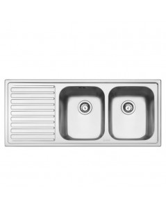 Lavello incasso 2 vasche e gocciolatoio sinistro 116x50 Smeg LM116S2 inox