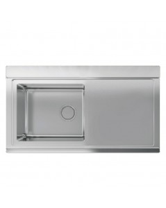 Lavello incasso 1 vasca e gocciolatoio destro 90x50 Smeg LRX901D inox spazzolato