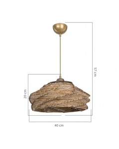 Lampada a Sospensione in Carta Intrecciata Marrone Stile Rustico Risa