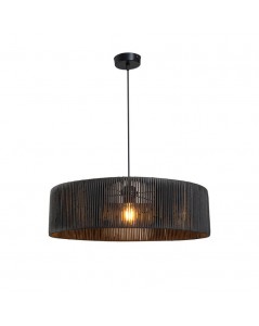 Lampada a Sospensione in Carta Effetto Bamboo Nero Stile Rustico Roya