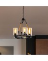 Lampada a sospensione stile retrò con dettagli in corda 3 punti luce Lotus ASZ0954 colore nero