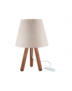 Lampada da tavolo treppiede noce e paralume beige Pino ASZ1452