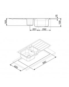 Lavello incasso 2 vasche e gocciolatoio reversibile 100x50 Smeg LFB112 inox spazzolato