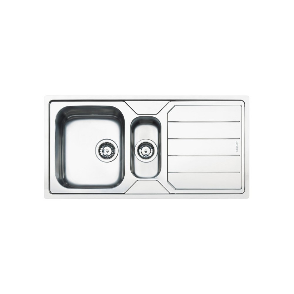 Lavello incasso 2 vasche e gocciolatoio reversibile 100x50 Smeg LFB112 inox spazzolato