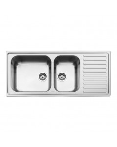 Lavello incasso semifilo 2 vasche e gocciolatoio destro 116x50 Smeg LGM116D2 inox micro antigraffio