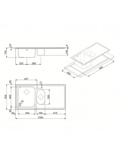 Lavello incasso semifilo 2 vasche e gocciolatoio sinistro 100x50 Smeg LE102S2 inox spazzolato