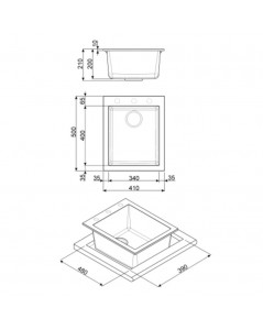 Lavello Incasso Monovasca 41x50 Smeg VZ40AV2 Fragranite Avena