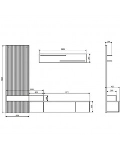 Parete attrezzata porta TV Rebecca nero e rovere 250 cm